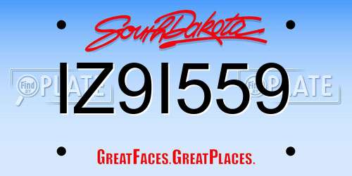 IZ9I559 South Dakota License Plate