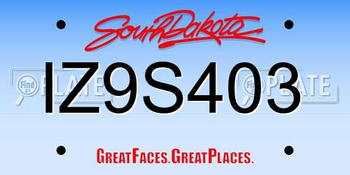 IZ9S403 South Dakota License Plate