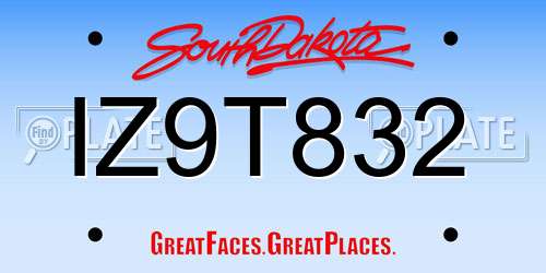 IZ9T832 South Dakota License Plate