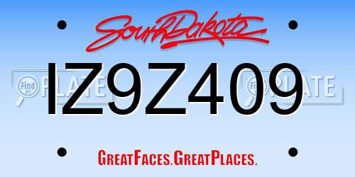 IZ9Z409 South Dakota License Plate