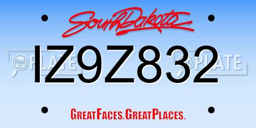 IZ9Z832 South Dakota License Plate