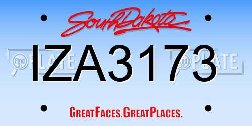 IZA3173 South Dakota License Plate