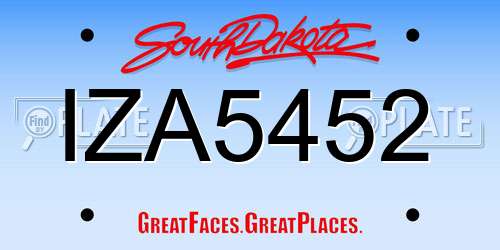 IZA5452 South Dakota License Plate