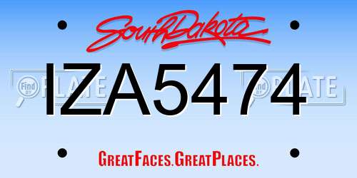 IZA5474 South Dakota License Plate