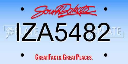 IZA5482 South Dakota License Plate