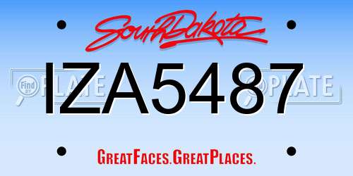 IZA5487 South Dakota License Plate