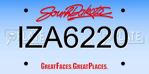 IZA6220 South Dakota License Plate