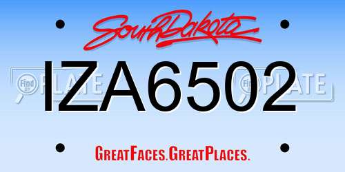 IZA6502 South Dakota License Plate
