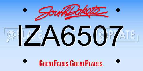 IZA6507 South Dakota License Plate