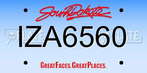 IZA6560 South Dakota License Plate