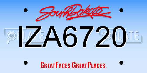 IZA6720 South Dakota License Plate