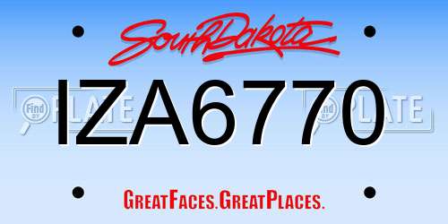 IZA6770 South Dakota License Plate