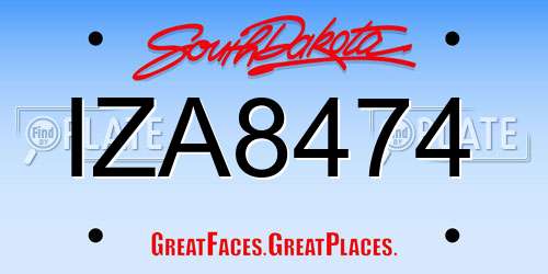 IZA8474 South Dakota License Plate