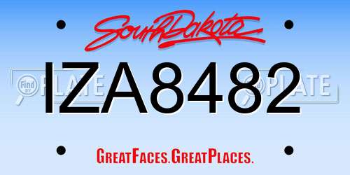 IZA8482 South Dakota License Plate