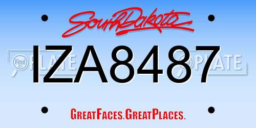 IZA8487 South Dakota License Plate