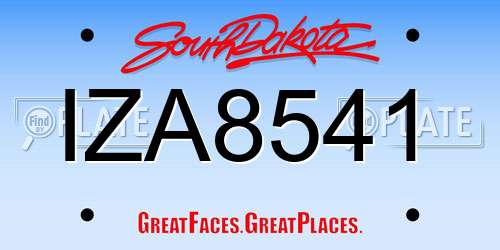 IZA8541 South Dakota License Plate
