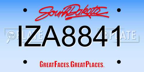 IZA8841 South Dakota License Plate