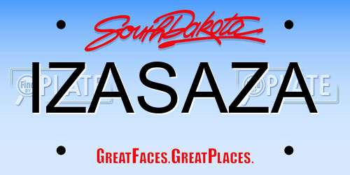 IZASAZA South Dakota License Plate