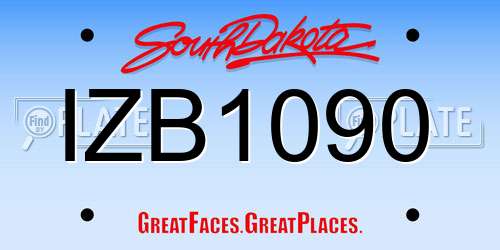 IZB1090 South Dakota License Plate