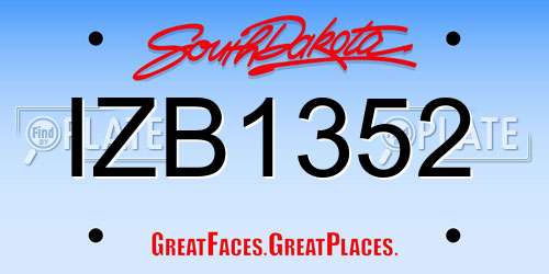 IZB1352 South Dakota License Plate