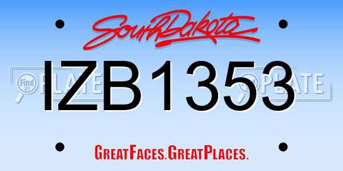 IZB1353 South Dakota License Plate