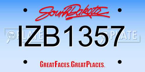 IZB1357 South Dakota License Plate