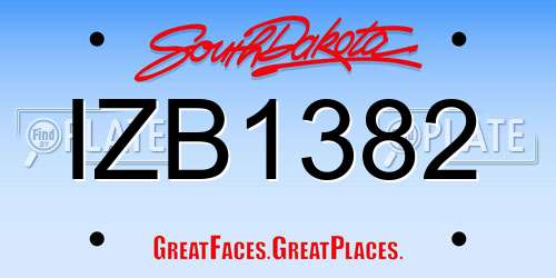 IZB1382 South Dakota License Plate