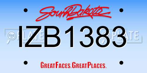 IZB1383 South Dakota License Plate