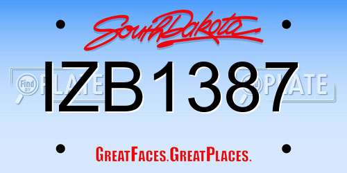 IZB1387 South Dakota License Plate
