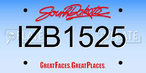 IZB1525 South Dakota License Plate