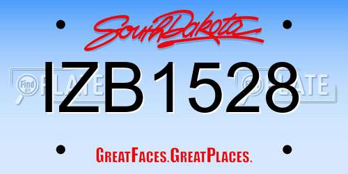 IZB1528 South Dakota License Plate