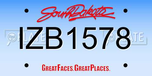 IZB1578 South Dakota License Plate