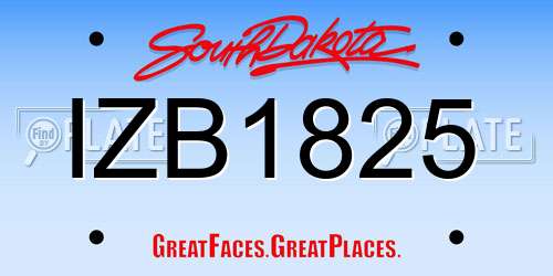 IZB1825 South Dakota License Plate