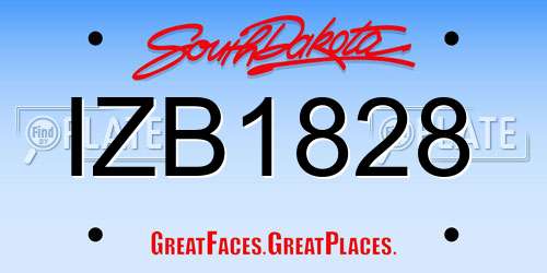 IZB1828 South Dakota License Plate