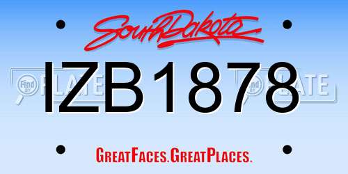 IZB1878 South Dakota License Plate