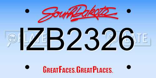 IZB2326 South Dakota License Plate