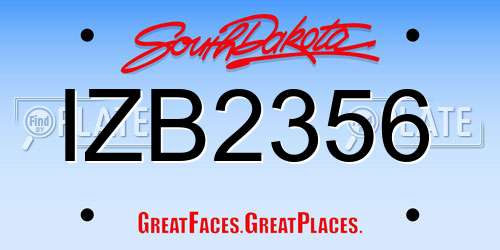 IZB2356 South Dakota License Plate