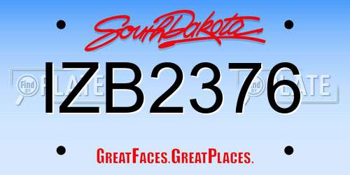 IZB2376 South Dakota License Plate
