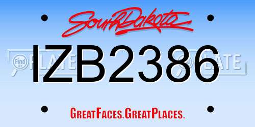 IZB2386 South Dakota License Plate
