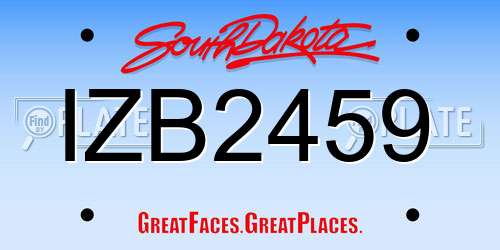 IZB2459 South Dakota License Plate