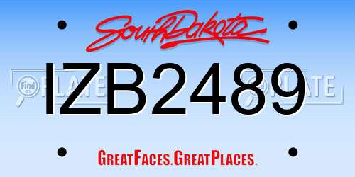 IZB2489 South Dakota License Plate