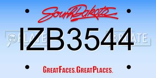 IZB3544 South Dakota License Plate