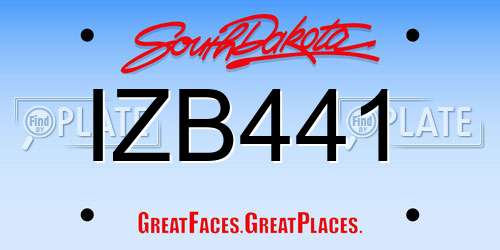 IZB441 South Dakota License Plate