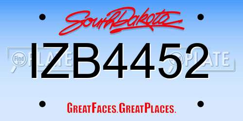 IZB4452 South Dakota License Plate