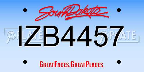 IZB4457 South Dakota License Plate