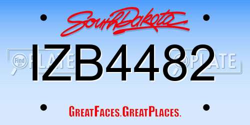 IZB4482 South Dakota License Plate