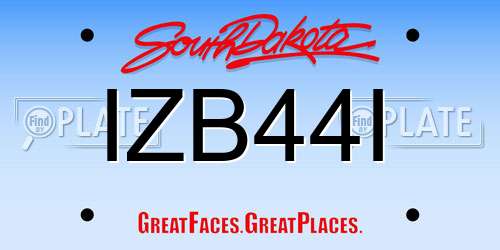 IZB44I South Dakota License Plate