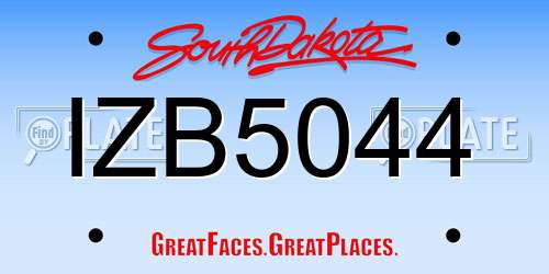 IZB5044 South Dakota License Plate