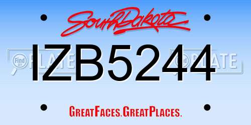 IZB5244 South Dakota License Plate