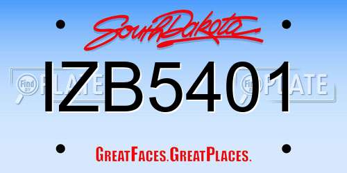 IZB5401 South Dakota License Plate